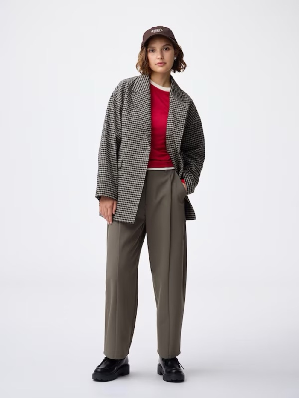 Relaxed Wide-Leg Trousers in Olive Gray